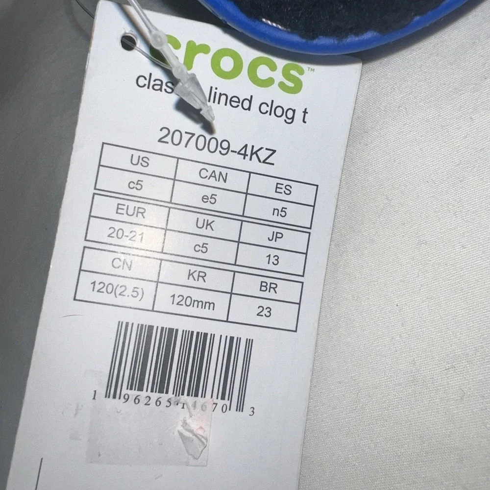CROCS Classic Lined Clog Toddler Size‎ US Blue New 207009 4KZ Size C5